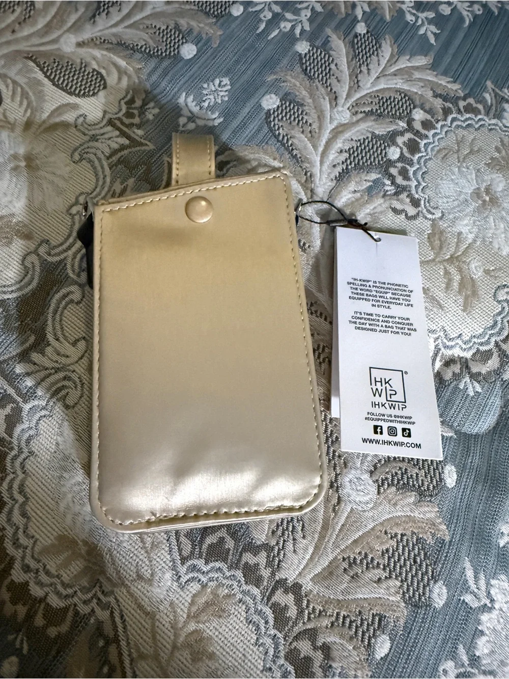 IHKWIP Call Me Later Gold Quilted Cell Phone Crossbody RFID